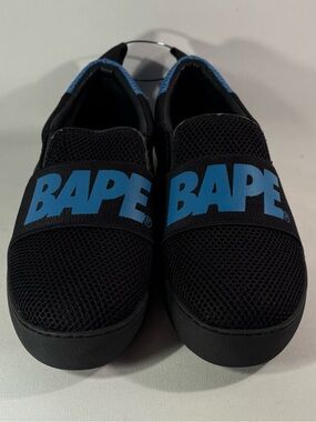 BAPE A BATHING APE BLACK AND BLUE SLIP-ONS SHOES SIZE US 6.5 [SHOES ONLY]